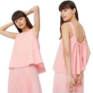 Club Monaco Tie-Back Cotton Tank Pink Medium Spring Break Coastal Resort Vacay